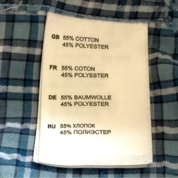 Harbor Bay Size 2XLT Shirt Mens Cool & Dry Short Sleeve Blue Plaid Cotton Blend - Picture 7 of 10